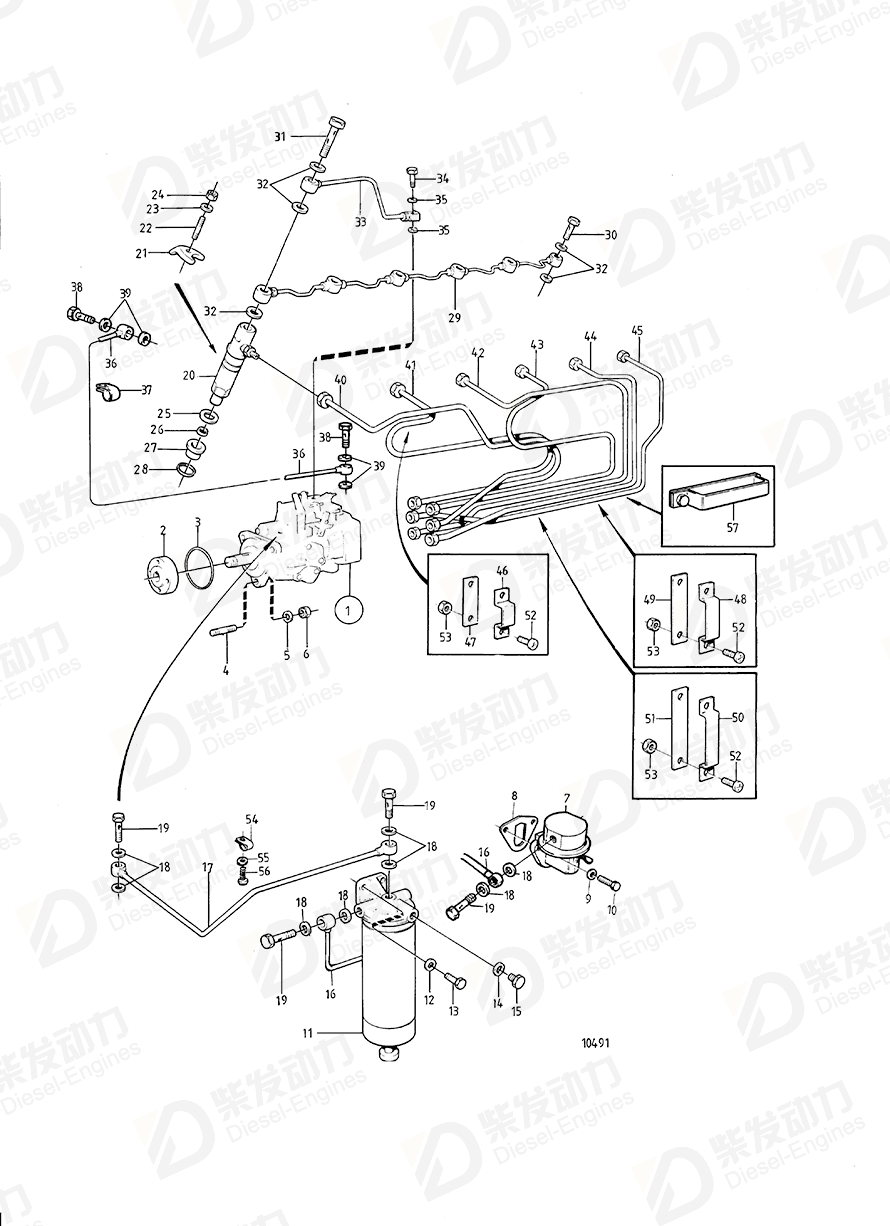 VOLVO Leak-off pipe 1542167 Drawing